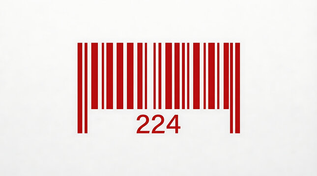Red and white barcode number 224