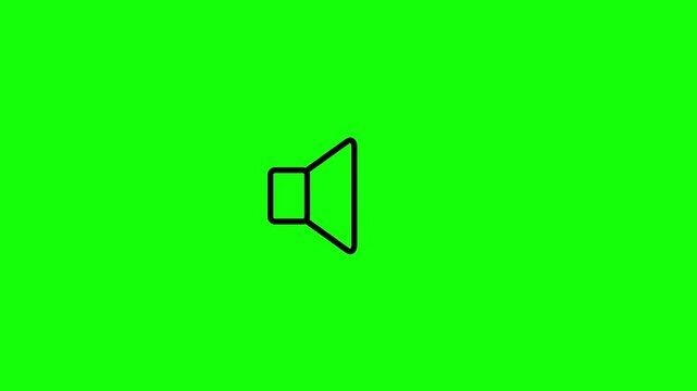 Volume speaker icons set on green screen background
