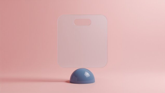Minimalist Vanity Mirror with Blue Base on Soft Pink Background for Home Decor