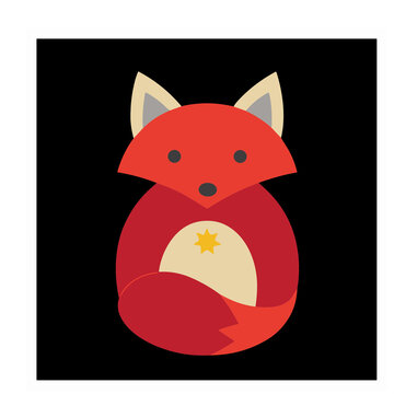 Stylized red fox illustration with star