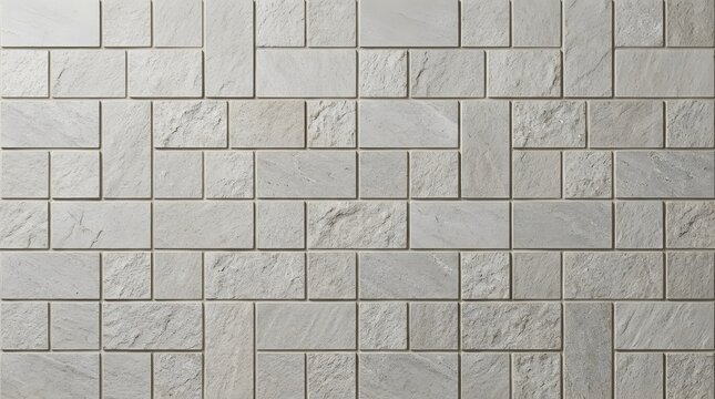 Seamless light grey geometric sandstone block wall pattern for architectural background
