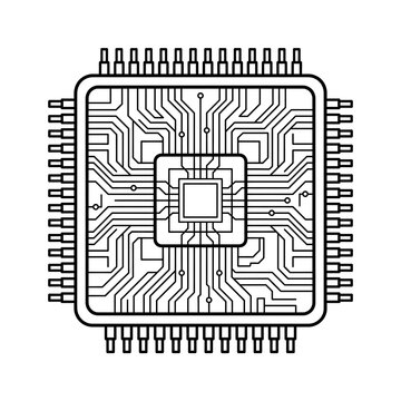 Microchip CPU processor microcircuit electronic hardware vector icon