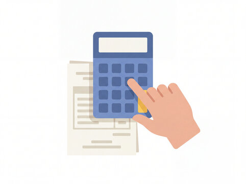 Human hand using a calculator for financial accounting and budgeting