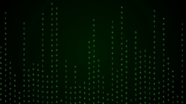 Green digital code falling vertically on a dark background