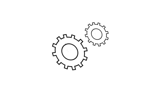 Update glowing setting icon setup animation. setting icon with spinning gears icon animated. Technology gear icon concept animation. on a White background 4k animation