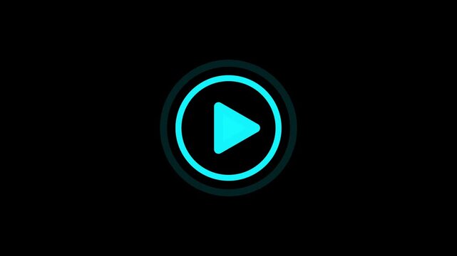Cyan color play button animation. Media player control pause button circle animation Minimalist video play button icon 4k video