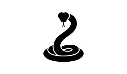 Fototapeta premium Coiled Snake Silhouette with Raised Head and Forked Tongue Vector