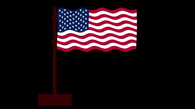 Waving American Flag with Stars and Stripes, Patriotic United States National Symbol, USA Freedom and Patriotism Banner, Red White and Blue Vector Illustration