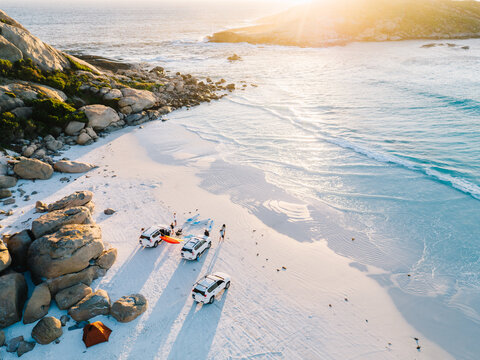 Australians camping at the beach