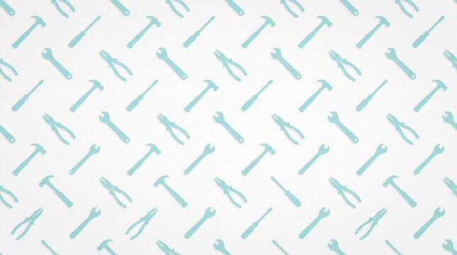 Turquoise Construction Hand Tools Repeating Pattern