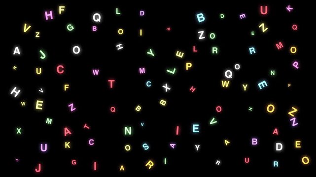 Colorful Alphabet Letters Floating Against a Dark Background