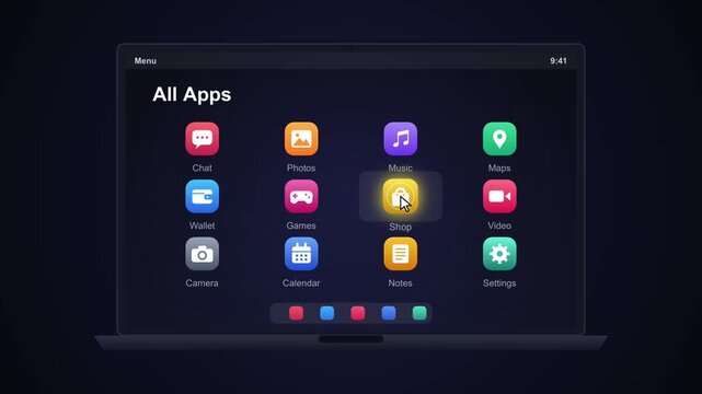 Digital Interface Screen Featuring Organized Application Icons for Modern Computing