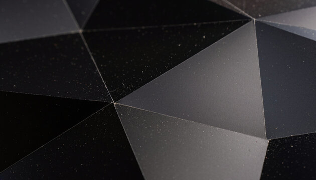 Abstract geometric low poly black crystal facets surface texture background