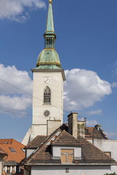 Gothic bell tower of 13th century St. Martin's Cathedral (Dom sv. Martina), Bratislava, Slovakia