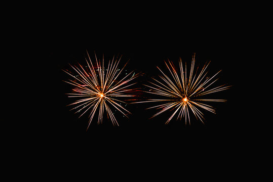 Fireworks lighting up the night sky. Pyrotechnics, abstract	