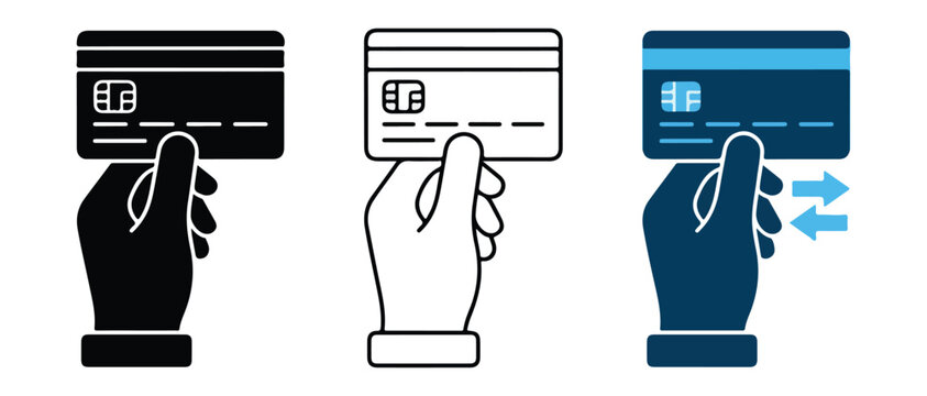 guide showing different ways to swipe or insert a card into payment terminal devices