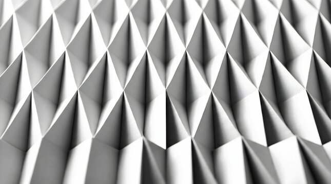 Abstract Geometric White Paper Folded Pattern 3D Polygonal Texture Background