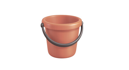 Simple 3D orange plastic bucket with a dark handle isolated on a transparent background © SpectraFocus
