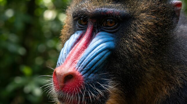 Mandrill Face Close-Up Colorful Skin Detail