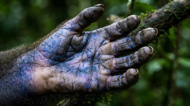 Weathered Chimpanzee Hand Close-Up Texture Detail