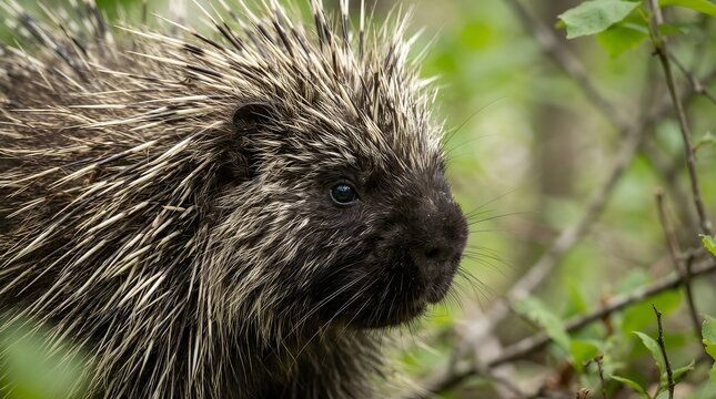 Porcupine Face Close-Up Portrait Detailed Quill Texture
