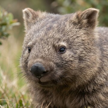 Wombat Face Close-Up Portrait Australian Marsupial