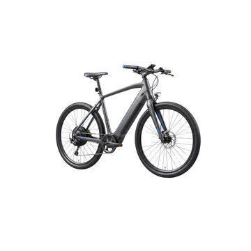 Modern black electric bicycle side view isolated on white background
