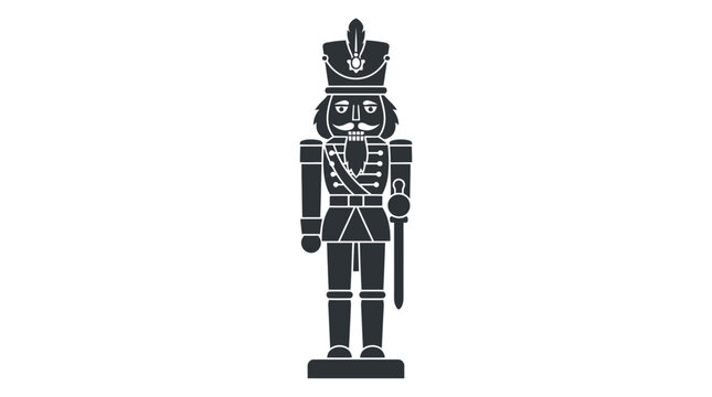 Silhouette of a nutcracker soldier against a white background