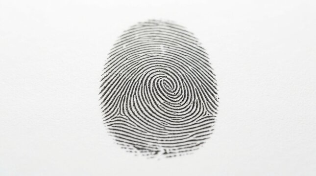 Close up of a Fingerprint on White Paper Identity and Security Concept