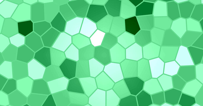Abstract Geometric Polygonal Background with Mint Green, Emerald Green, Lime Green and Pale Cyan Hexagonal Tiles.
