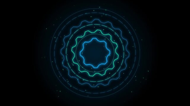 Abstract blue mandala patterns bloom with intricate geometric symmetry on a dark background