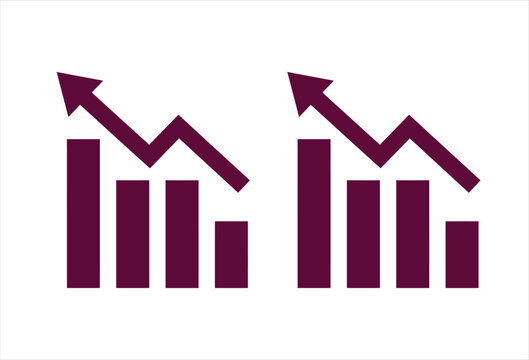 Declining business charts showing negative trends and financial losses in maroon color
