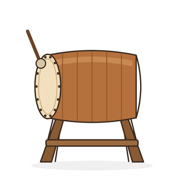 Cartoon bedug drum illustration isolated on white background, Ramadan clipart