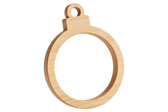 Blank Christmas tree bauble wooden frame ornament isolated