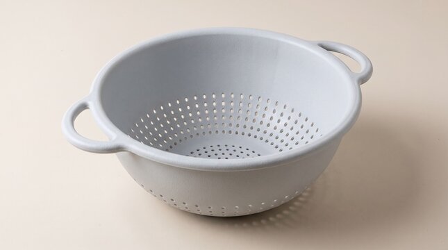 Minimalist Gray Colander with Handles, Kitchen Utensil