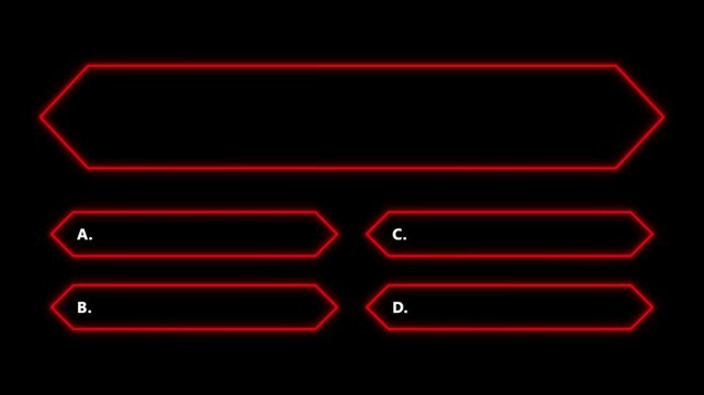 Futuristic Red Neon Quiz Interface Template for Game Shows and Digital Presentations