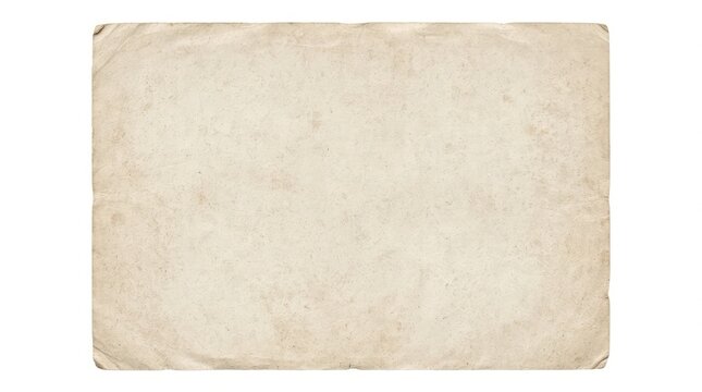 A high resolution texture of an old vintage piece of paper with a decorative floral border frame isolated on a plain white background for design