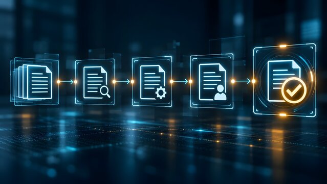 Automated Digital Workflow Interface Tracking Document Processing from Search to Final Verification