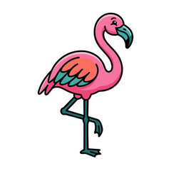 Obraz premium Pink flamingo standing on one leg illustration.