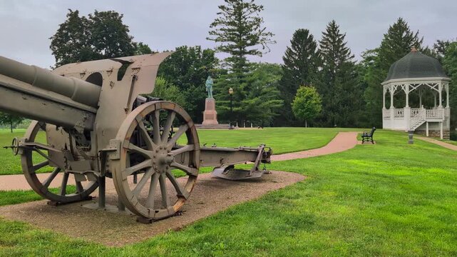 Historical Krupp Howitzer cannon located in Grant Park of Galena Illinois