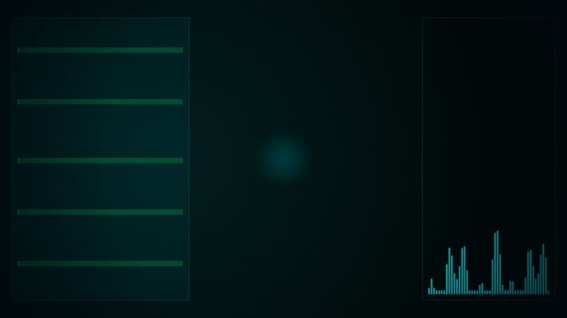 Abstract Glowing Orb Pulsing on Digital Display with Data Bars
