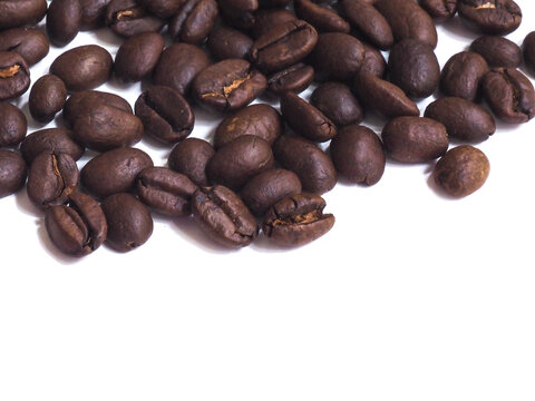 Close Up Roasted Coffee Beans Header with Copy Space Below