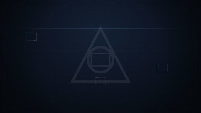 Abstract Triangle Symbol Animation on Dark Blue Background