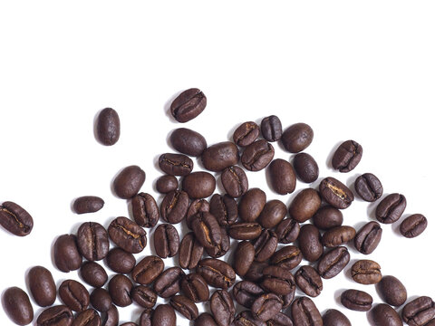 Roasted Coffee Beans Bottom Frame with White Copy Space