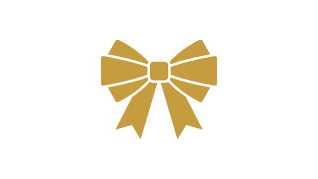 gold ribbon bow gift present wrap holiday celebration decorative knot festive party anniversary surprise decoration beautiful object flat vector illustration single icon design