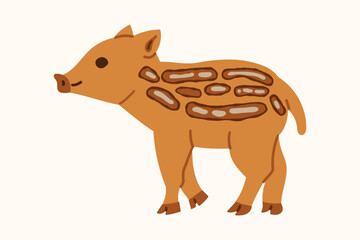 Obraz premium Cute baby wild boar vector illustration. Charming flat design woodland piglet icon isolated on white. Perfect for kids branding, nursery decor, children s books, and playful creative designs.