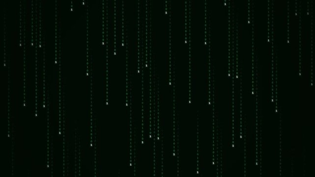 Digital Rain Falling Matrix Code Green Background