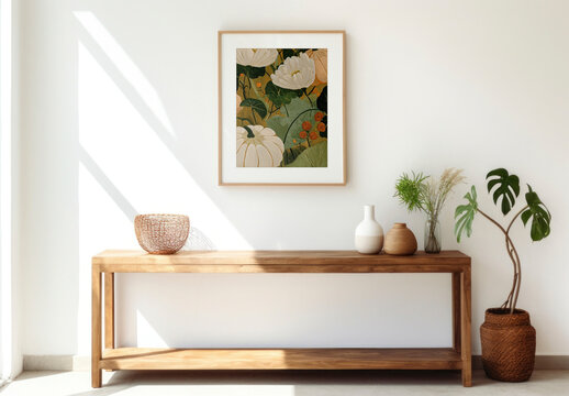 Bright Minimalist Entryway With Frame Mockup Art PSD