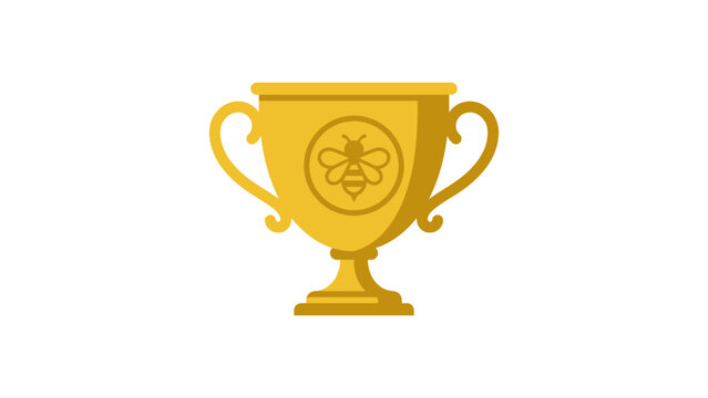 gold trophy cup award winner champion first place prize success achievement glory victory sport competition honor presentation reward flat vector illustration single icon design
