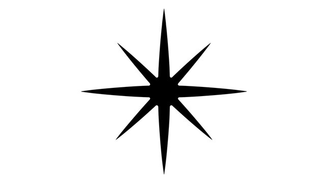 Black eight pointed star geometric shape symbol icon design